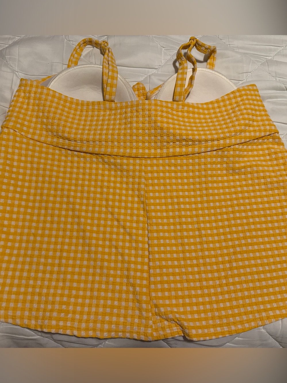 Shade & Shore Yellow Checkered Swim Top - Picture 3 of 3